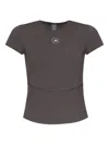 Adidas By Stella Mccartney Logo-detail Short-sleeve Top In Gray