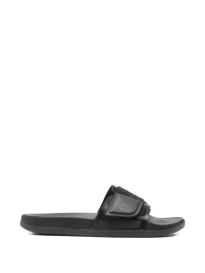 Adidas By Stella Mccartney Logo-detail Touch-strap Slides In Black