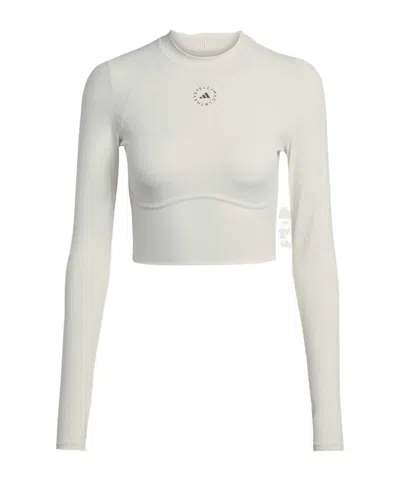 Adidas By Stella Mccartney Logo-embellished Long-sleeve T-shirt In White