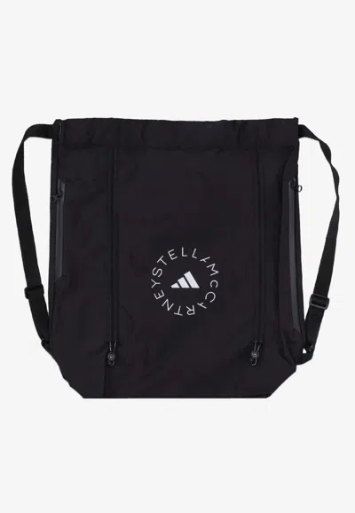 Adidas By Stella Mccartney Logo Gym Sack In Black
