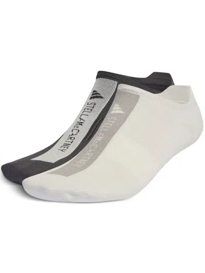 Adidas By Stella Mccartney Logo Intarsia-knit Socks (pack Of Two) In White