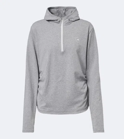 Adidas By Stella Mccartney Logo Jersey Half-zip Hoodie In Gray