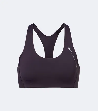 Adidas By Stella Mccartney Logo Jersey Sports Bra In Purple