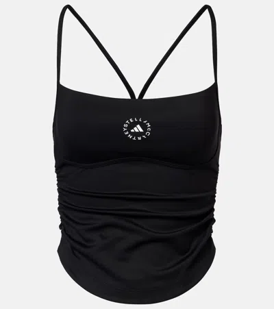 Adidas By Stella Mccartney Logo Jersey Tank Top In Black