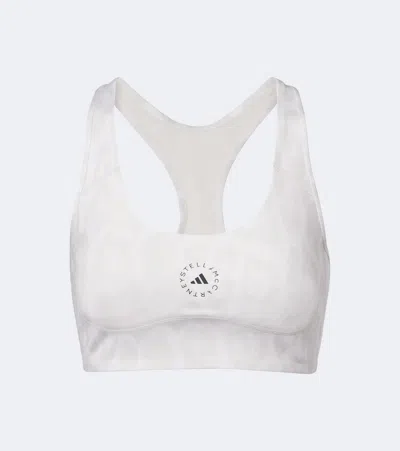 Adidas By Stella Mccartney Logo Leopard-print Sports Bra In White