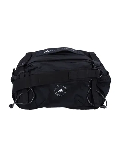Adidas By Stella Mccartney Belt Bag Adjustable Strap Front Pocket Mesh Panels In Black