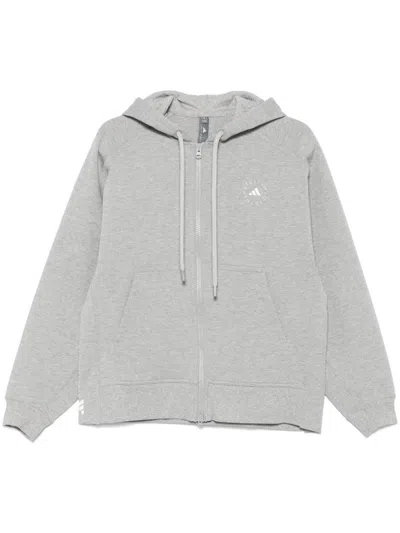 Adidas By Stella Mccartney Logo Organic Cotton Hoodie In Grey