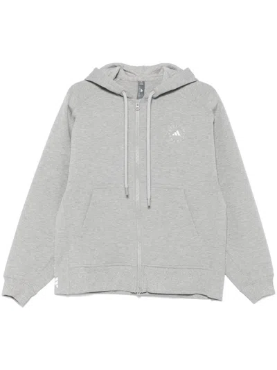 Adidas By Stella Mccartney Logo Organic Cotton Hoodie In Gray