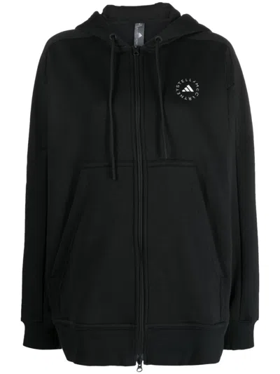 Adidas By Stella Mccartney Logo-print Zip-up Hoodie In Black