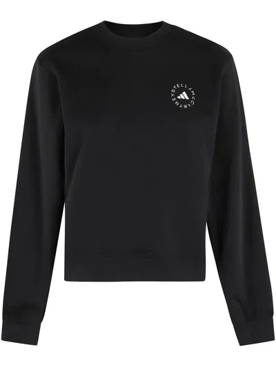 Adidas By Stella Mccartney Logo Organic Cotton Sweatshirt In Black