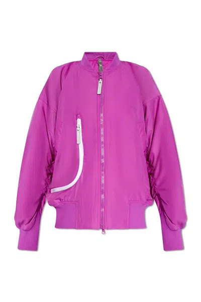 Adidas By Stella Mccartney Logo Patch Bomber Jacket In Purple