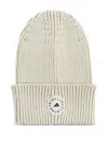 Adidas By Stella Mccartney Logo-patch Ribbed Beanie In Neutral