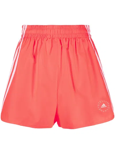 Adidas By Stella Mccartney Logo-print High-waisted Running Shorts In Pink