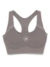 Adidas By Stella Mccartney Logo-print Racer-back Bra In Gray
