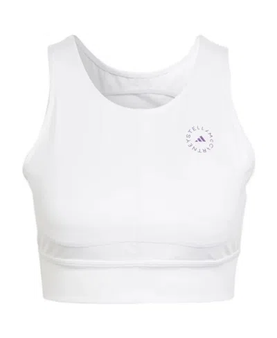 Adidas By Stella Mccartney Logo-print Racerback Crop Top In White