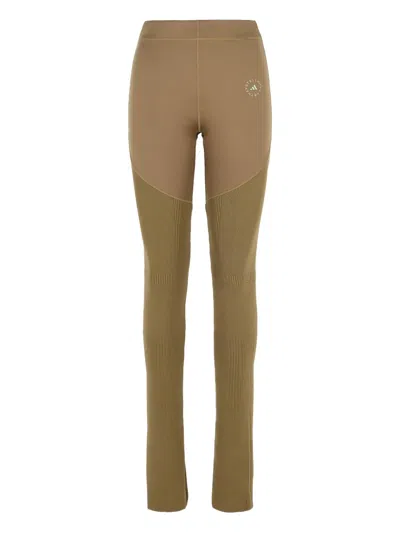ADIDAS BY STELLA MCCARTNEY LOGO-PRINT RIBBED LEGGINGS