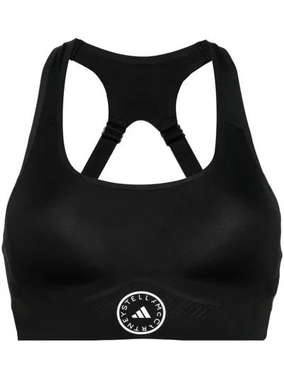 Adidas By Stella Mccartney Logo-print Sports Bra In Black