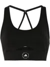 Adidas By Stella Mccartney Racerback Logo Sports Bra In Black