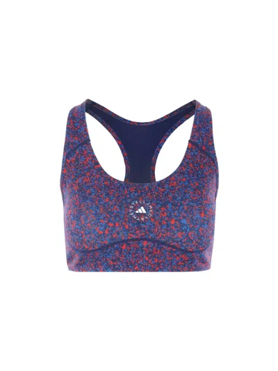 Adidas By Stella Mccartney Logo-print Top In Blue Multi