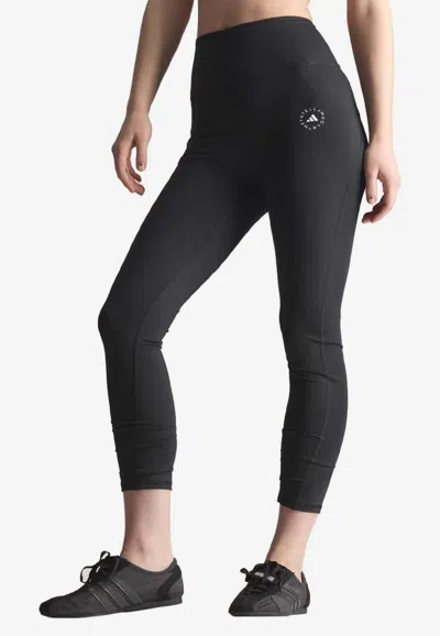 Adidas By Stella Mccartney Logo Print Yoga Leggings In Black