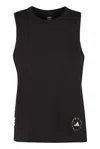 Adidas By Stella Mccartney Logo Printed Crewneck Tank Top In Black