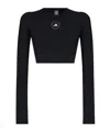 Adidas By Stella Mccartney Truestrength Cutout Cropped Printed Top In Black