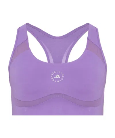 Adidas By Stella Mccartney Logo Printed Training Bra In Purple