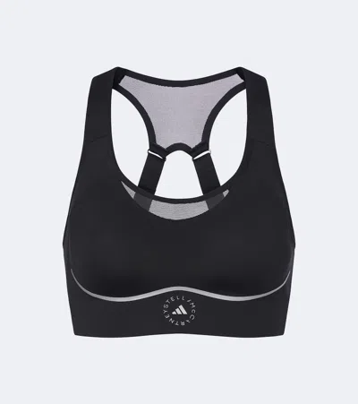 Adidas By Stella Mccartney Mesh-panel Sport Bra In Black