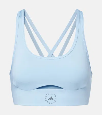 Adidas By Stella Mccartney Logo Sports Bra In Blue