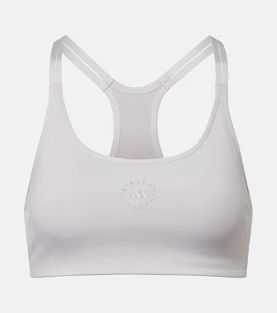 Adidas By Stella Mccartney Logo Sports Bra In Gray