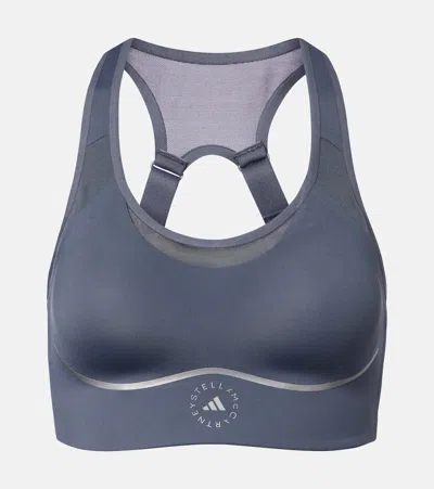 Adidas By Stella Mccartney Logo Sports Bra In Gray