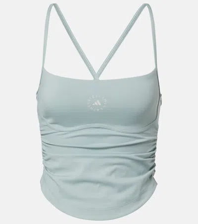 Adidas By Stella Mccartney Logo Sports Bra In Green