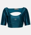 Adidas By Stella Mccartney Cutout Crop Top In Tech Mineral
