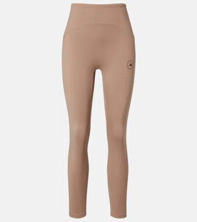 Adidas By Stella Mccartney Logo Technical Leggings In Brown
