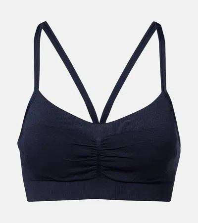 Adidas By Stella Mccartney Logo Technical Sports Bra In Blue