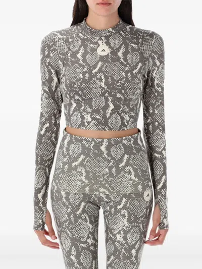 Adidas By Stella Mccartney Logo Top In Gray