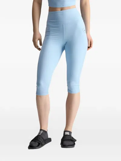 Adidas By Stella Mccartney Logo-print Cropped Leggings In Blue