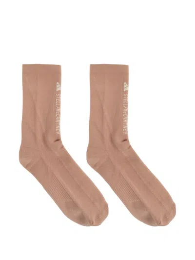 Adidas By Stella Mccartney Logo-print Socks In Brown