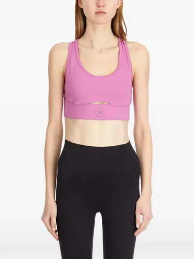 Adidas By Stella Mccartney Logo-print Yoga Sports Bra In Pink