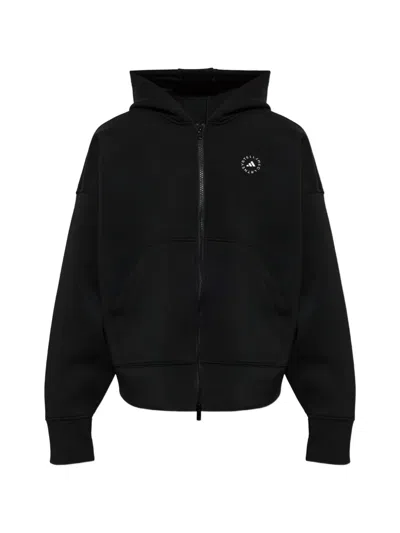 Adidas By Stella Mccartney Logo-print Zip-up Hoodie In Black