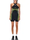 Adidas By Stella Mccartney Truepace Racerback Running Dress In Black Yellow