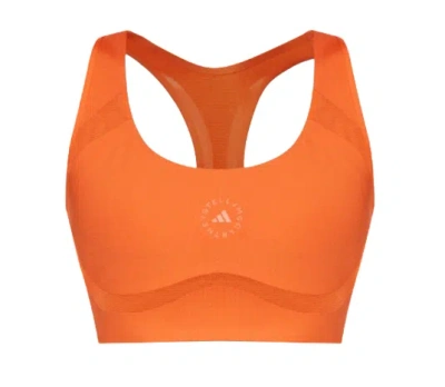 Adidas By Stella Mccartney Orange Padded Logo Print Top In Multicolor