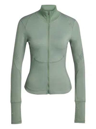 Adidas By Stella Mccartney Perforated Zip Jacket In Green