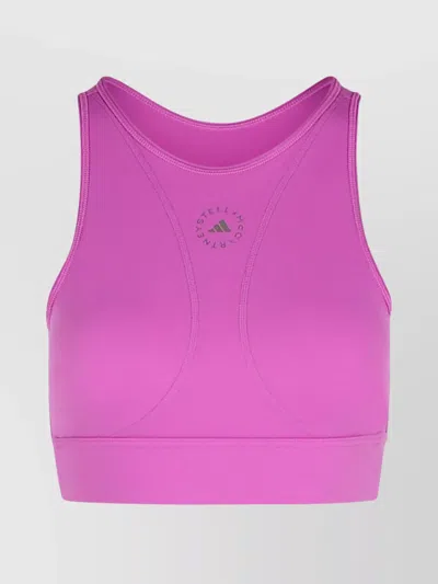Adidas By Stella Mccartney Polyester Racerback Cropped Sleeveless Top In Purple