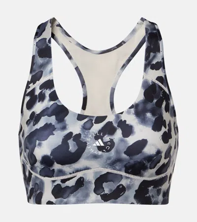 Adidas By Stella Mccartney Printed Sports Bra In Blue