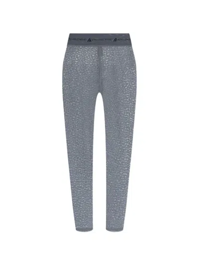 Adidas By Stella Mccartney Printed Waistband Leggings In Gray