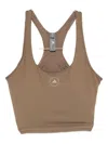 Adidas By Stella Mccartney Asmc Truestrength Yoga Crop Top Brown Moss In Brown