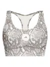 Adidas By Stella Mccartney Racer-back Snake-print Sports Bra In Gray