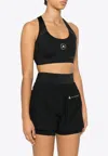 Adidas By Stella Mccartney Racerback Logo Sports Bra In Black