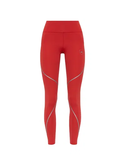 Adidas By Stella Mccartney Reflective-trim Logo-print Leggings In Red